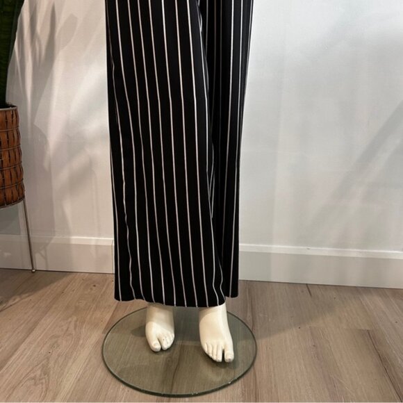 Black  White Crepe Wrap Front Wide Leg Jumpsuit - Picture 4 of 11